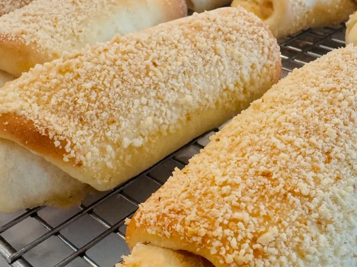 Close-up of golden crusted bread rolls